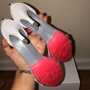 H&M Shoes - H&M white with neon ankle wrap heels H&M Shoes - H&M white with neon ankle wrap heels